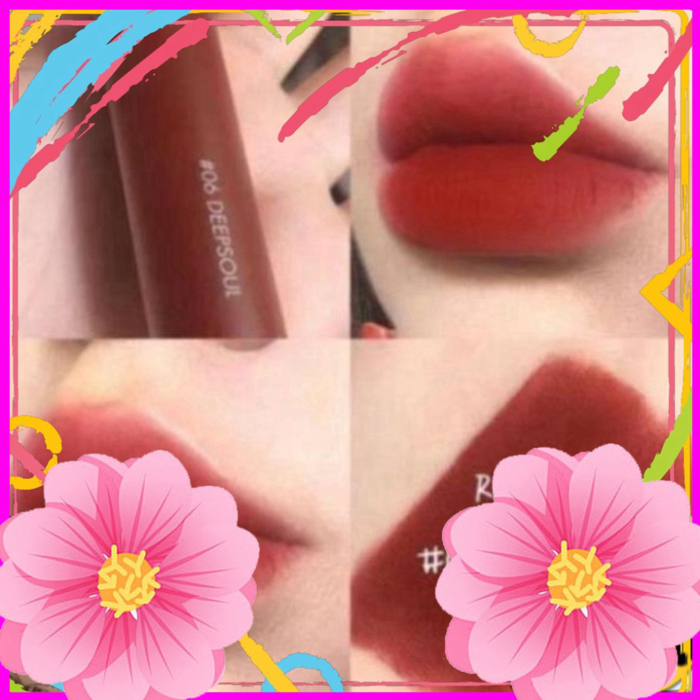 Son kem lì Romand Zero Velvet Tint 06 Deep Soul red color nâu