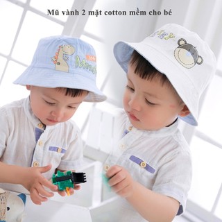 Mũ vành cotton cho bé trai 2 mặt trẻ em Miller màu xanh thêu chữ Monter CHEEKY size từ 6 tháng đến 5 tuổi windy