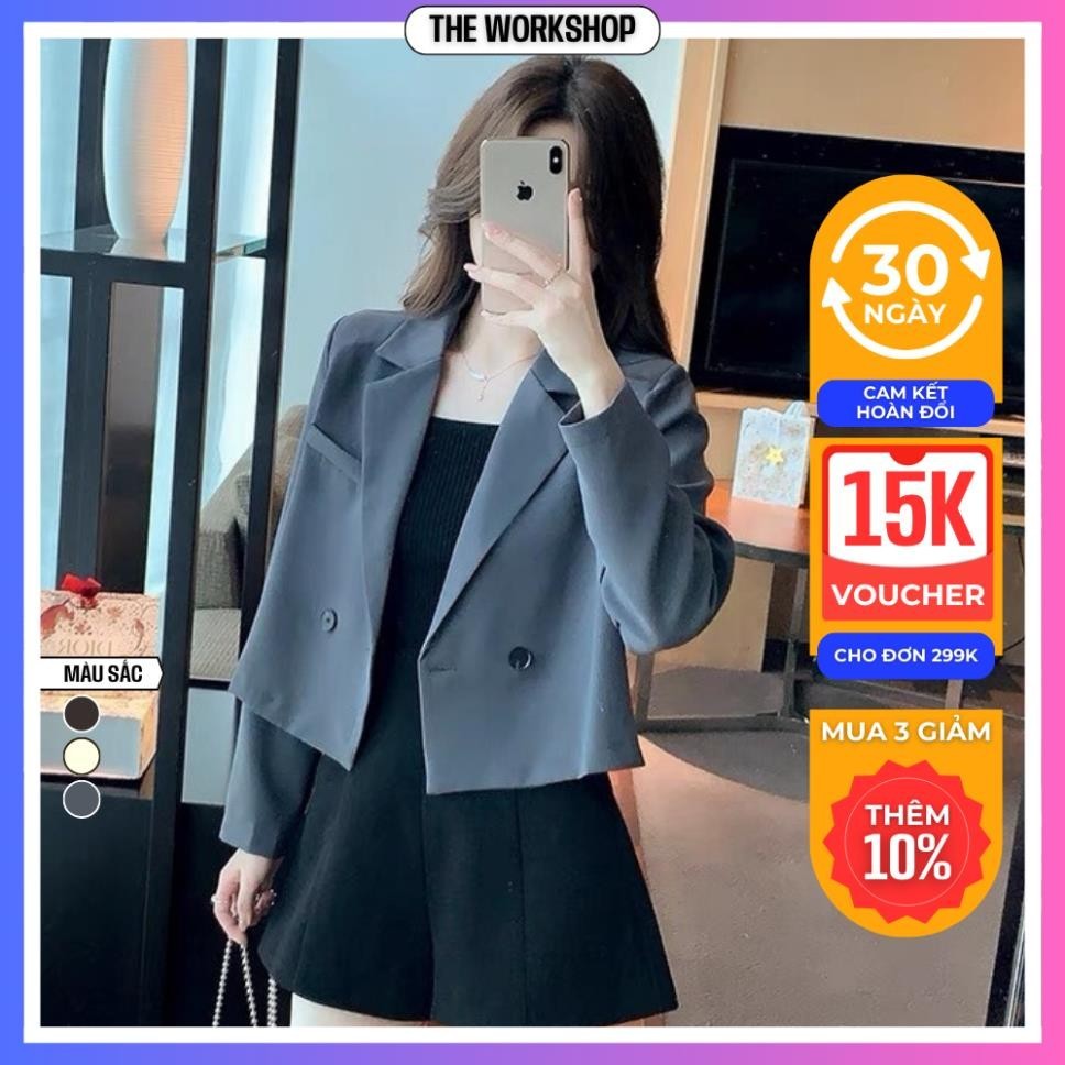 Áo blazer nữ dáng croptop dài tay Áo vest công sở nữ mùa đông dáng ngắn chất liệu tuyết mưa 2 lớp sang trọng thanh lịch