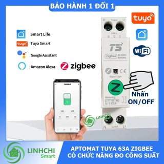 Cầu Dao thông minh TUYA 63A Zigbee aptomat Bật tắt từ xa, đo điện áp, công suất tiêu thụ,Hẹn Giờ Thông Minh