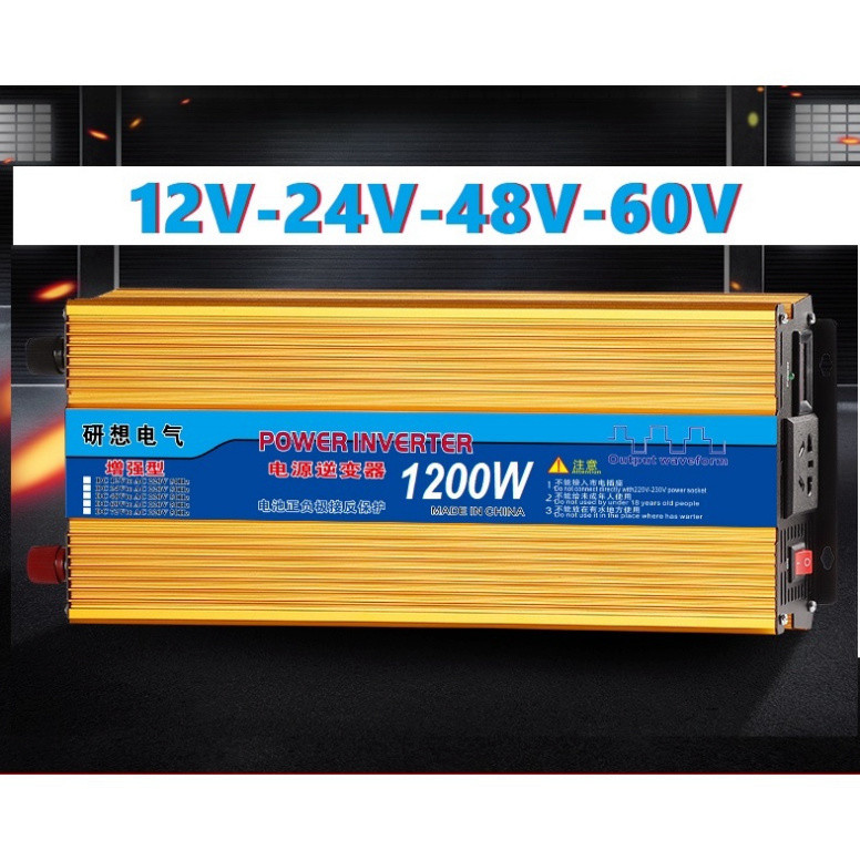 Bộ kich nguồn điện 12V lên 220v 1200W-Bộ Chuyển Đổi Điện Inverter 1200W