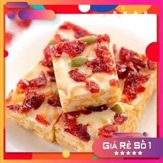 [BANH NGON] Kẹo Nougat hạnh phúc, Kẹo hoa tuyết, Kẹo hạnh phúc mix 4 vị - hộp 0.5/1kg