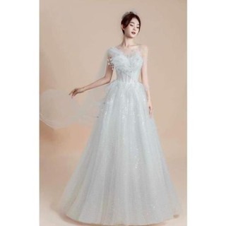 Váy tiệc dâu phối lông vũ siêu cao cấp, nàng dâu như nữ hoàng sang chảnh H15