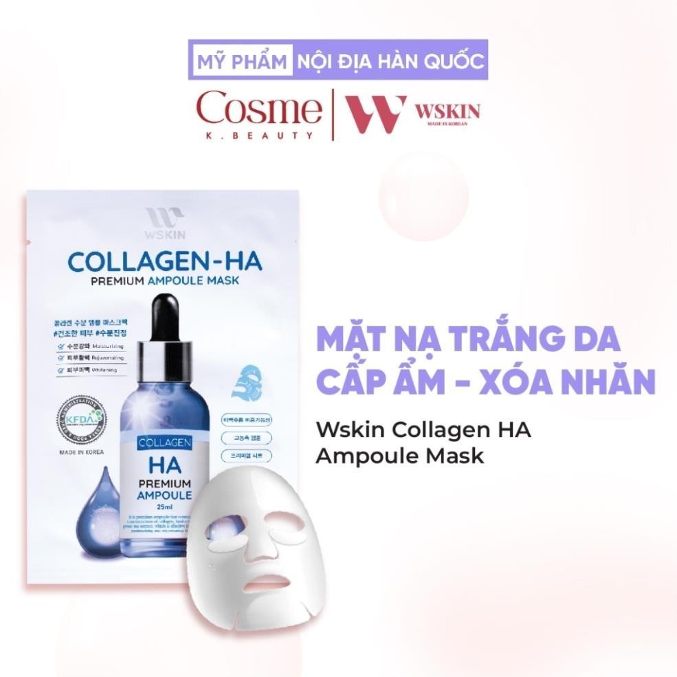 Mặt nạ giấy WSKIN Collagen HA Ampoule Mask xóa nhăn cấp ẩm Hộp 10 mặt nạ chính hãng