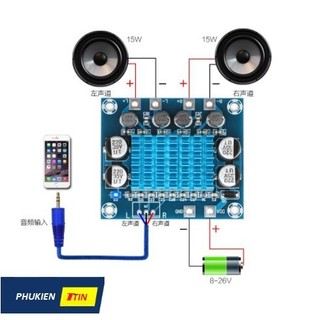 Mạch khuếch đại âm thanh 2 kênh 30W, tản nhiệt tốt, hoạt động bền bỉ