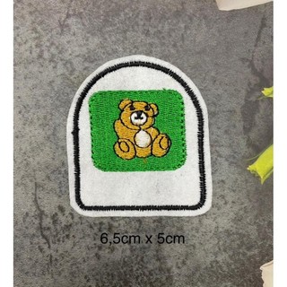 sticker logo patch thêu GẤU ủi nhiệt