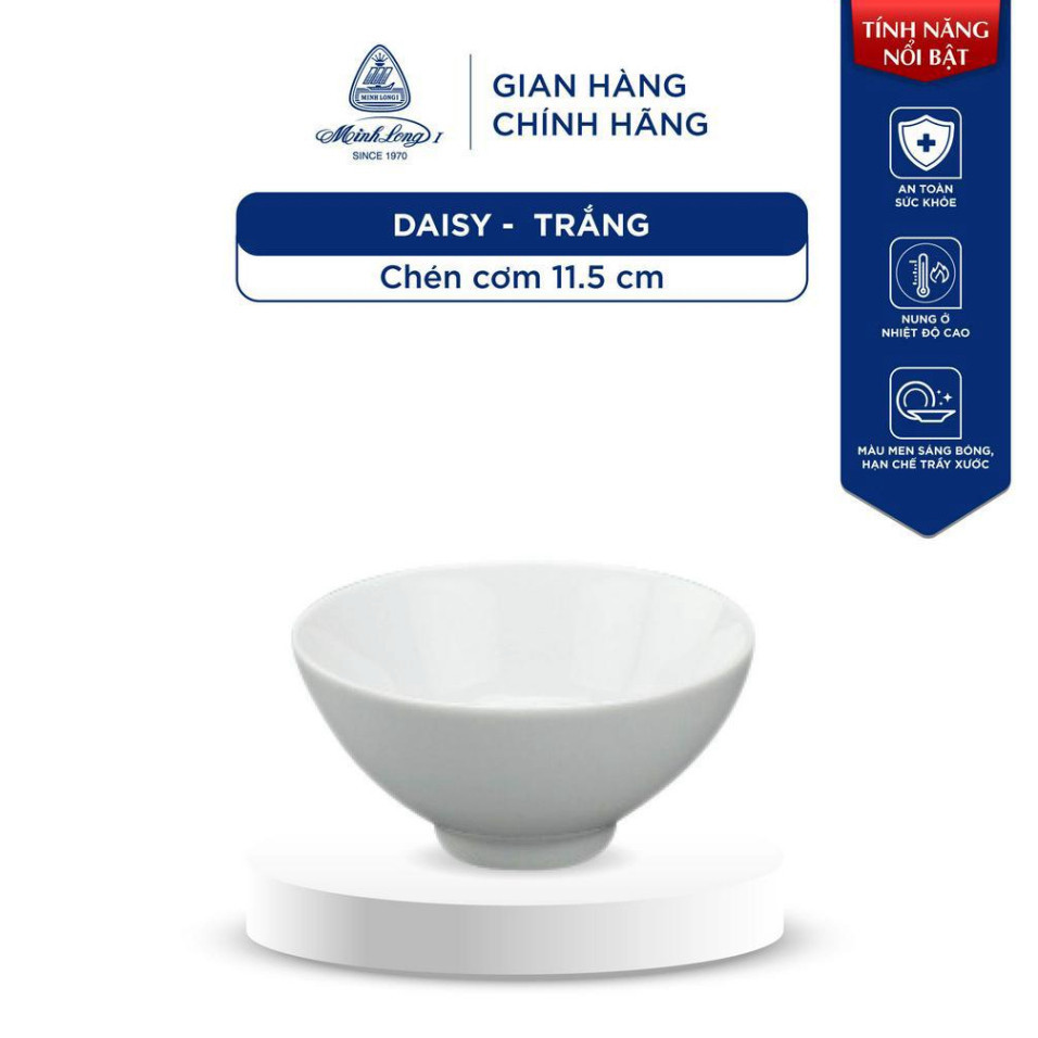 Chén, Bát Ăn Cơm thời thượng Minh Long - Daisy - Trắng