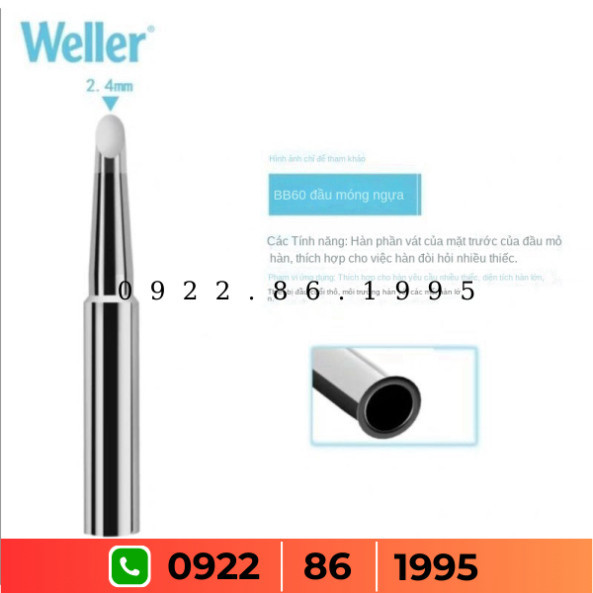 Weller Weller  Mxtbb60 độ Đầu Mỏ Hàn Kiểu Móng Ngựa Weller Mxt BB 60 độ Đầu Hàn