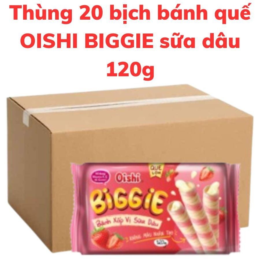 Bánh quế xốp OISHI BIGGIE nhân sữa dâu gói 120g