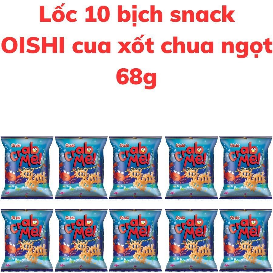 Bánh snack OISHI CRAB ME cua vị xốt chua ngọt bịch 68g
