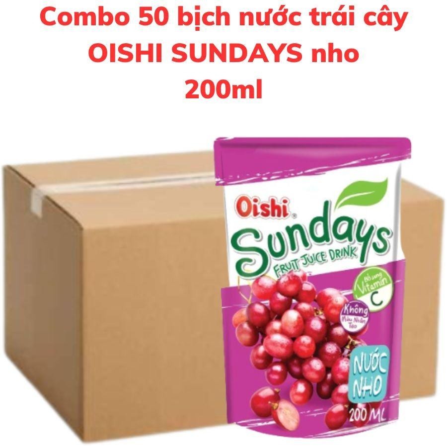 Nước trái cây OISHI SUNDAYS vị nho bịch 180ml