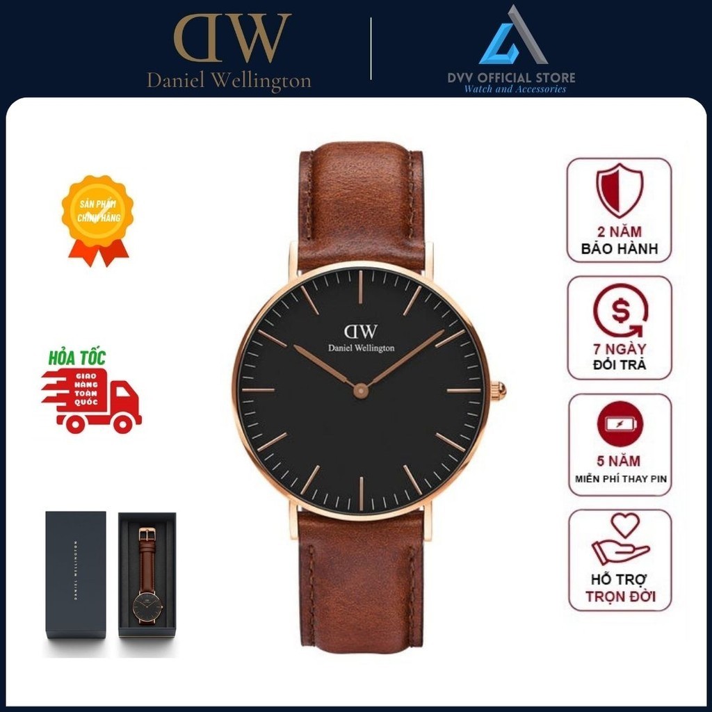 Đồng Hồ Nam Nữ Daniel Wellington Classic Mawes Sliver Black 36mm & 40mm DW Chính Hãng