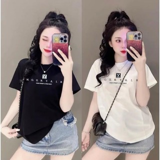 [ Rẻ Vô Địch ] Áo Thun Nữ Form Rộng Tay Lỡ 3158 Chất Cotton Khô Nhiều Màu In Chữ V.MOUNTAIN