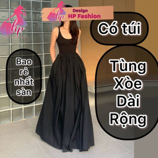 Váy maxi 2 dây dáng xòe, đầm nữ dài dự tiệc mùa hè G33    STYLE