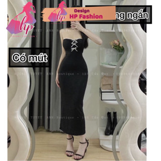 Đầm body maxi ống cúp ngực phối nơ có mút váy nữ dáng dài ôm body tôn dáng G333    STYLE 