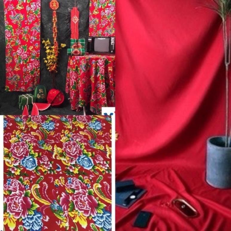 Vải chăn con công đơn trang trí, vintage, decor tết, trải bàn vải liền khổ 1,6m