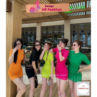 Đầm body cổ lọ dáng ngắn, váy nữ tay ngắn cổ cao thun co giãn mặc mùa đông G500    STYLE