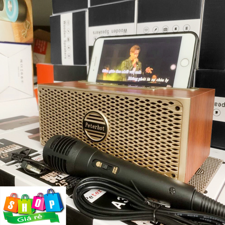 Loa bluetooth karaoke mini A31 vỏ gỗ công suất lớn Tặng kèm mic hát âm thanh siêu hay bass khỏe Bảo hành 1 đổi 1