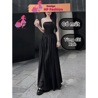 Đầm hai dây xoè, váy body phối thân dáng xoè màu đen sang chảnh dự tiệc hàn quốc VD344    STYLE