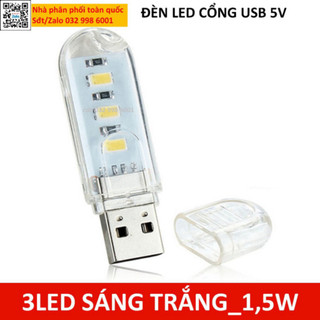 Đèn led USB 3led sáng trắng cổng USB cắm sạc dự phòng làm đèn bàn học Đèn soi khi mất điện Cắm trại Du lịch cdb1