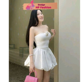 Váy body cúp ngực ôm body dáng ngắn, đầm nữ tùng bí phối hoa có mút sang chảnh đi tiệc cưới G511 STYLE