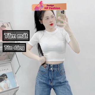 Áo croptop body nữ tay ngắn cổ tròn HP FASHIONTREND Áo crt body thun co giãn màu đen trắng tôn dáng G562    STYLE