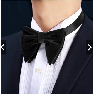 Nơ cổ nam chú rể kiểu tai mèo vải nhung cánh rộng