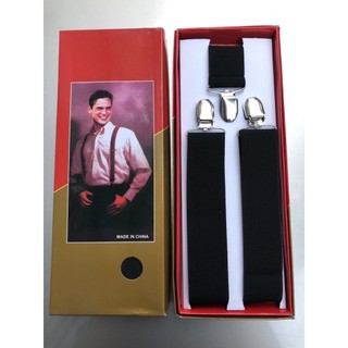 Dây đai quần chữ y nam bản 3,5cm-Suspender 3clips leather