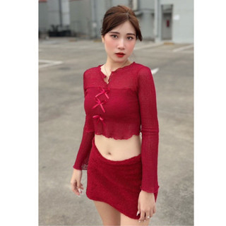 Áo lưới tay dài body đính nơ HP FASHIONTREND áo kiểu nữ có lót không mút tôn dáng sang chảnh hàn quốc G682    STYLE