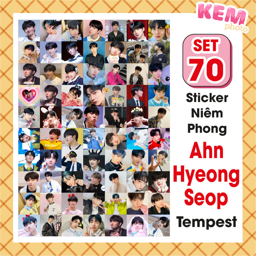 SET 70 sticker niêm phong AHN HYEONG-SEOP TPST - Đã cắt rời - Tem dán 4x4cm in hình Ahn Hyeong-seop 