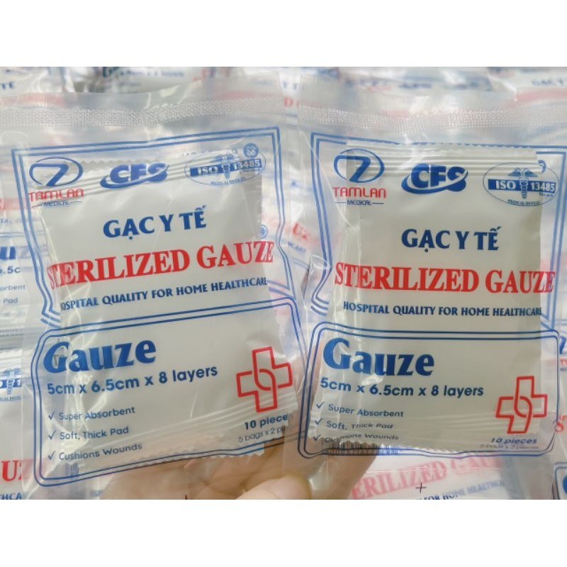 Gạc Y Tế Tiệt Trùng - 5x6.5cm ( 8 lớp & 12 lớp )
