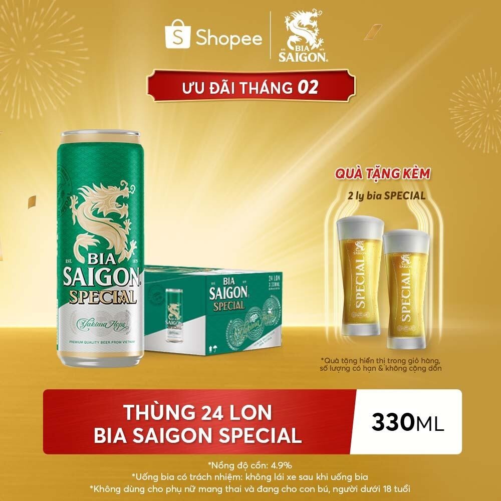 Thùng 24 lon bia Sài Gòn Special - 330ml/lon