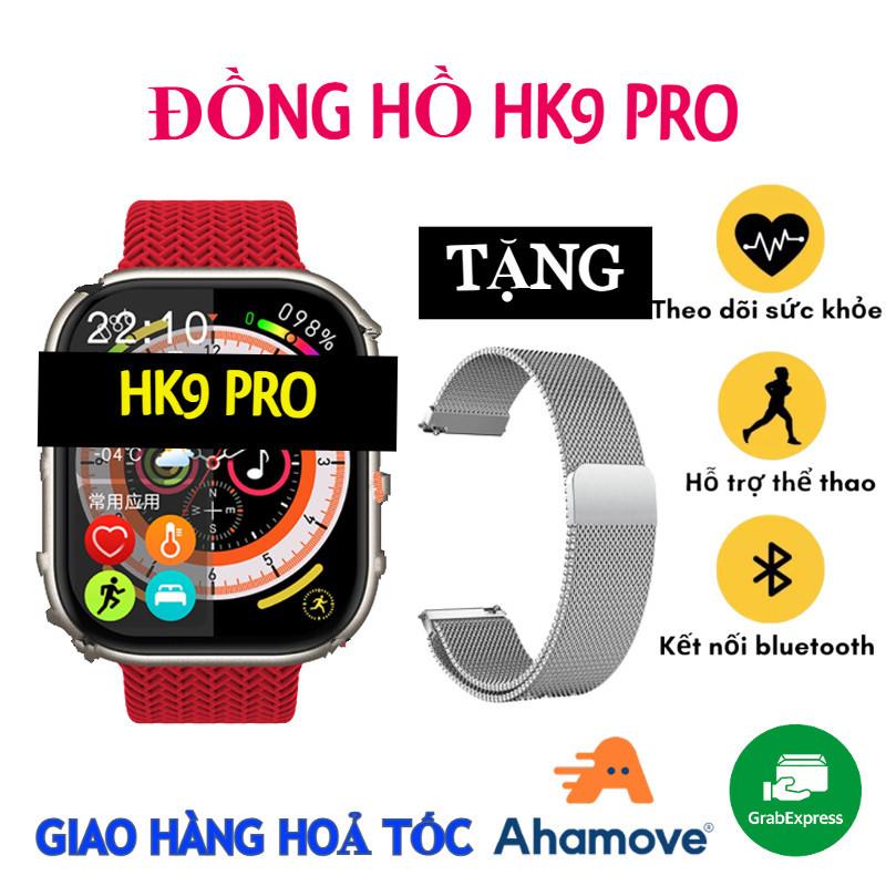 Đồng Hồ Thông Minh HK9 Pro, Màn Hình 2.02inch Amoled Cong Tràn Viền, 45mm, La Bàn, NFC, Nghe Gọi, Nh
