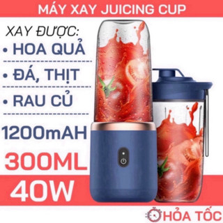 Máy xay sinh tố Juicing Cup 300ML cầm tay 6 lưỡi 2 cối - Máy xay hoa quả sử dụng Pin Sạc Cổng USB siêu tiện lợi