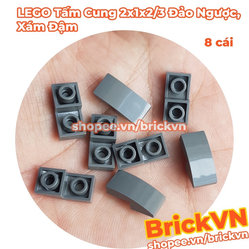 [8 Cái] LEGO Miếng Cung Cong 1x2 Đảo Ngược Xám Đậm ID 6215212 24201