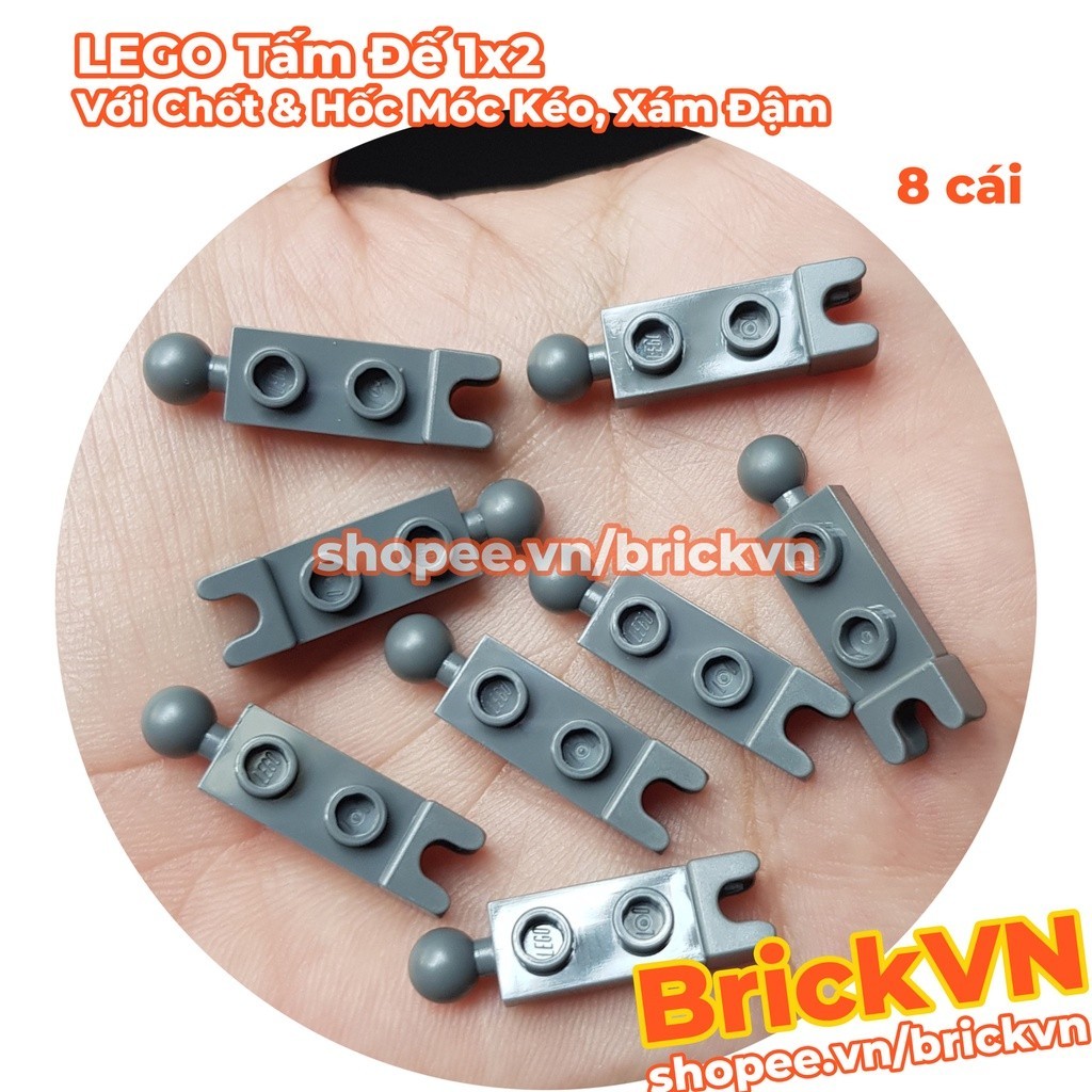 [8 Cái] LEGO Khớp Nối Chốt Móc Kéo & Hốc Cầu 1x2, Xám Đậm ID 6039482 14419