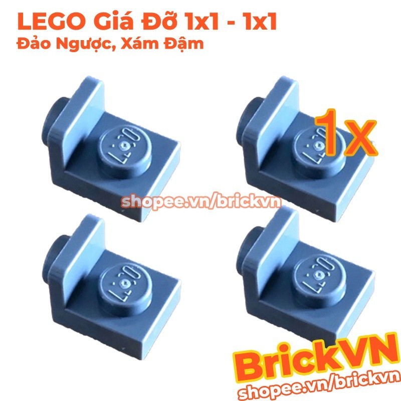 [4 Cái] LEGO Gạch Giá Đỡ 1x1 - 1x1 Đảo Ngược Phía Trên, Xám Đậm ID 6225494 36840