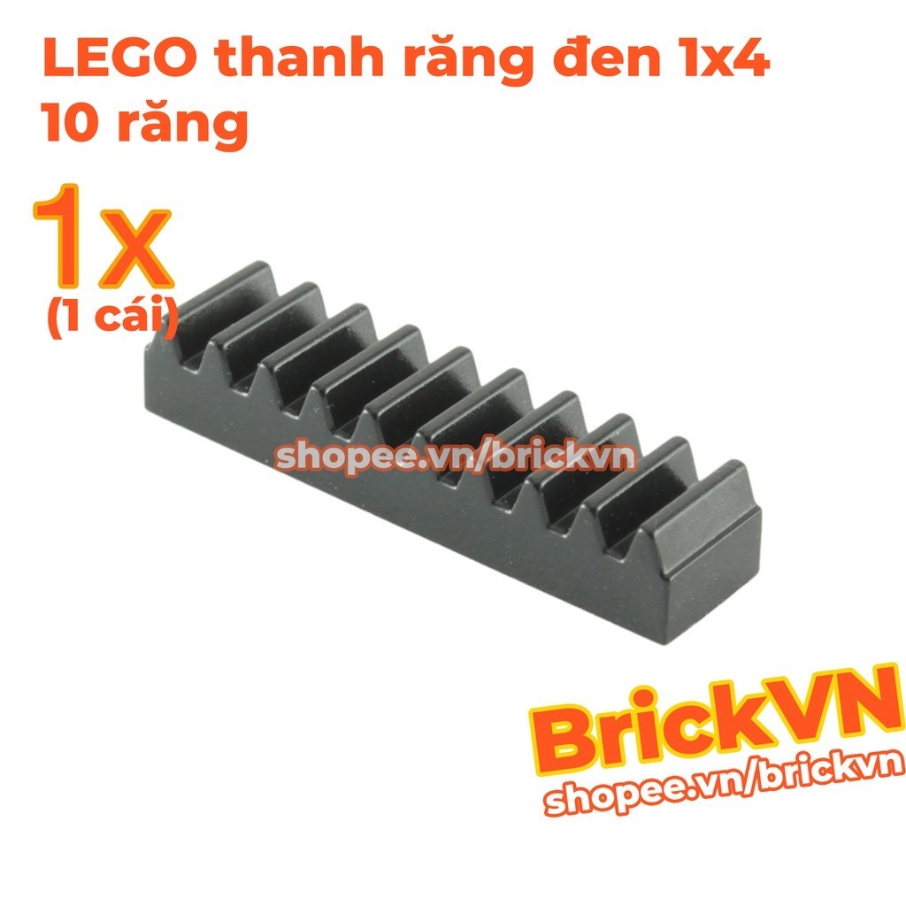 [1 Cái] LEGO Technic Thanh Răng 1x4 Đen 10 Răng / Gear Rack 1x4 Toothed Bar M=1, Z=10 ID 4205760 374