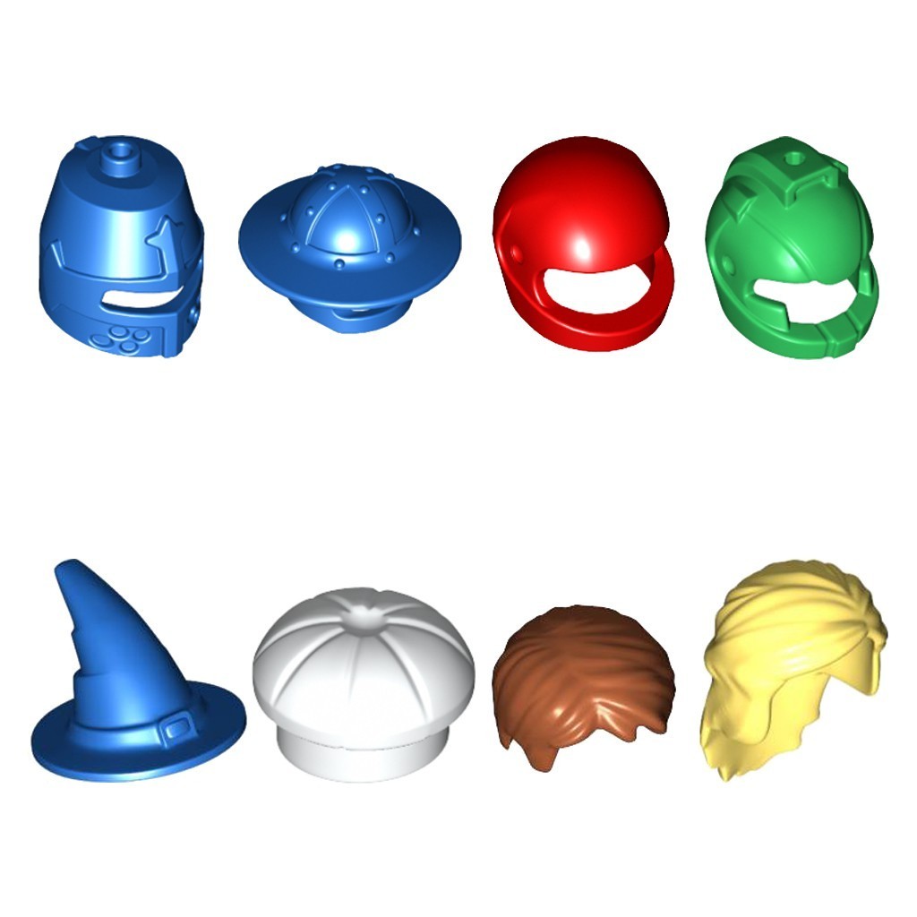 [1 Cái] Phụ Kiện LEGO Mũ Hiệp Sĩ, Mũ Phù Thuỷ, Tóc Nam Nữ