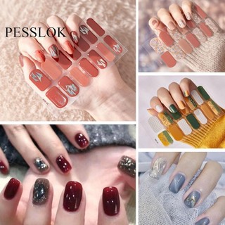 PESSLOK   Miếng Dán gel uv Bảo Vệ Móng Toàn Diện Màu Trơn g8w7
