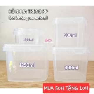 💕[MUA 50H TẶNG 10H]Set 50 HŨ NHỰA VUÔNG/TRÒN TRONG PP 1250ml/800ml/500ml/200ml (ĐỰNG ĐƯỢC THỨC ĂN)🎀
