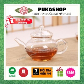 Ấm Trà Thủy Tinh Chịu Nhiệt Cao Cấp, Bình Trà Có Lõi Lọc, Ấm Thủy Tinh Size 250ml Puka A11