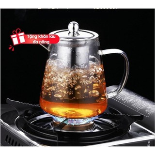 Ấm pha trà thủy tinh chịu nhiệt lõi inox A18-A19