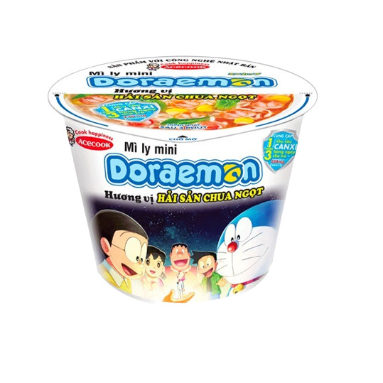 Mì Mini Doremon Hải Sản Chua Ngọt Acecook Ly 53G