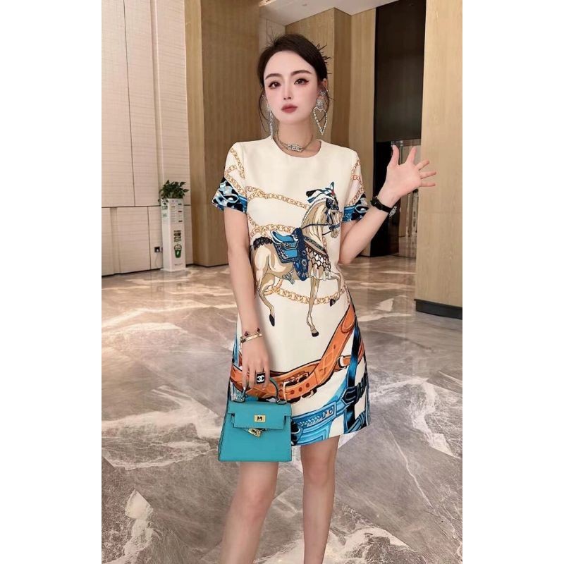 Đầm suông in họa tiết cao cấp