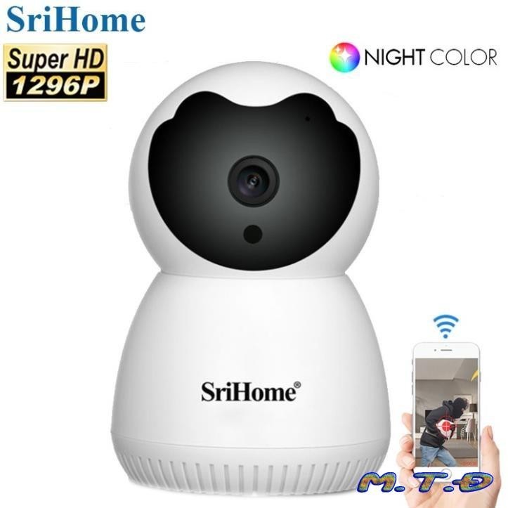 Camera Srihome SH-036 3.0MP 1296P Utra HD Màu ban đêm Xoay 360 IP WIFI. Bảo hành 12 Tháng