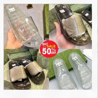 Xả Dép gucci trong suốt , Dép quai ngang gc đế trong suốt nam nữ mới hè 2024
