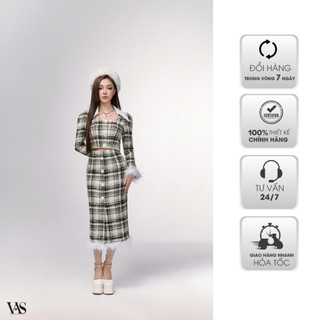 Set chân váy nữ VANANHSCARLET đính kèm lông S004S24