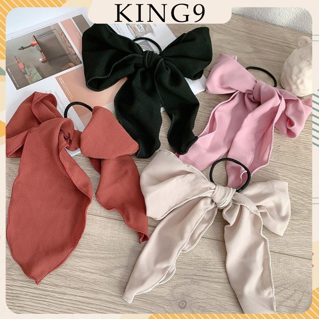 buộc tóc nơ thả trơn màu