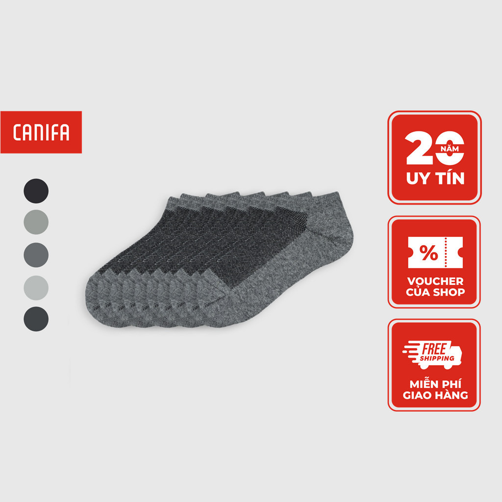 Tất Nữ Canifa Dạng Vớ Cổ Ngắn Cotton Pha Mầu Trắng Xám Đen - 6Ax22A008